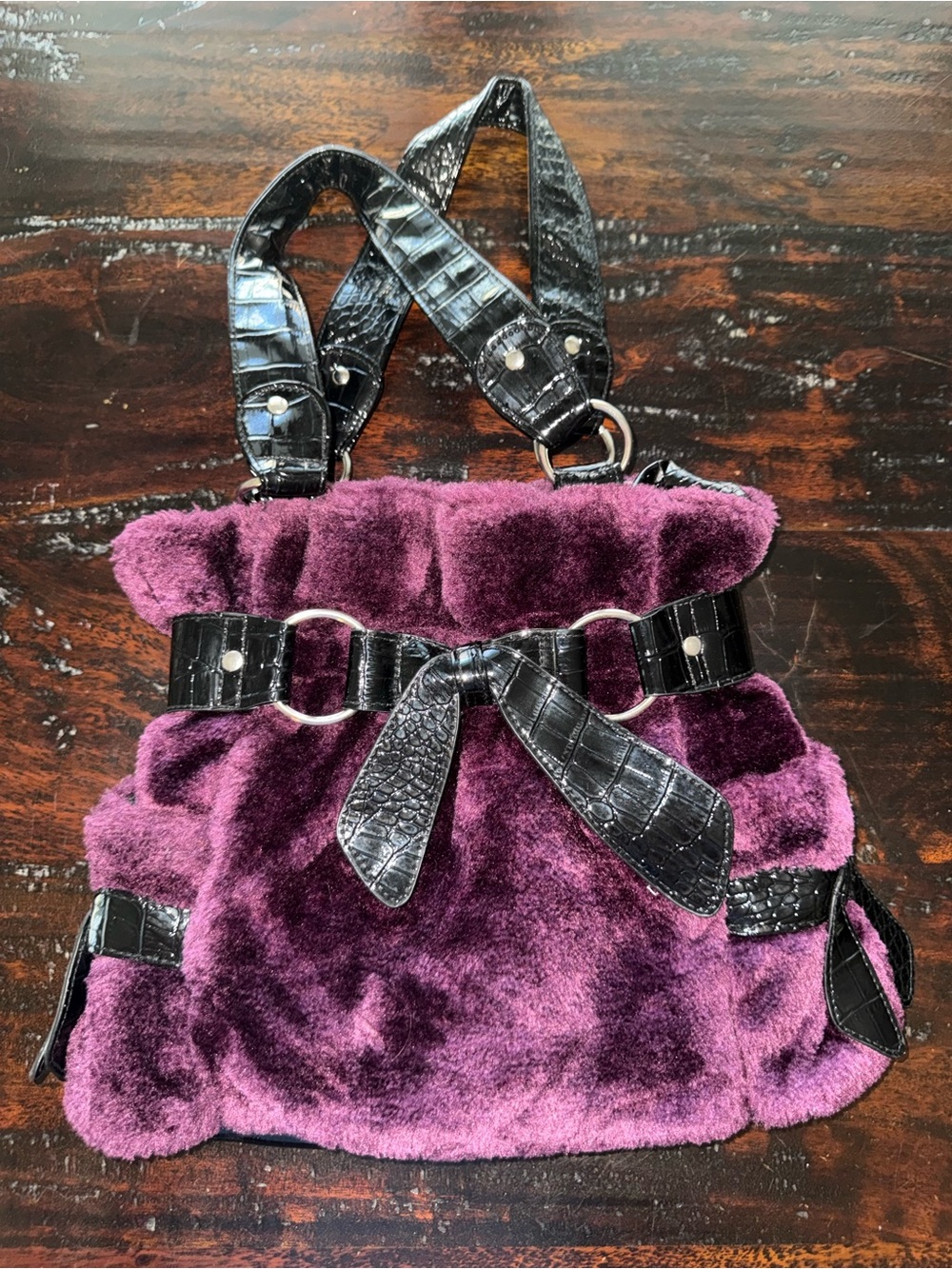 NWOT Claire’s Faux Fur Purple Shoulder Bag